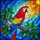 Scarlet Macaw Tiffany Style Stained Glass - Intricate Jewel Tone Parrot & Mosaic Sky Stained Glass Suncatcher - 5