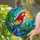 Scarlet Macaw Tiffany Style Stained Glass - Intricate Jewel Tone Parrot & Mosaic Sky Stained Glass Suncatcher - 2