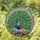 Tiffany Stained Glass Peacock - Majestic Fanned Tail Jewel Tone Art with Green Foliage Stained Glass Suncatcher - 1