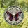 Macabre Butterfly Human Skull Stained Glass Tiffany Art with Skulls & Leafy Vines Stained Glass Suncatcher - 1