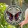 Macabre Butterfly Human Skull Stained Glass Tiffany Art with Skulls & Leafy Vines Stained Glass Suncatcher - 2