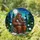 Bigfoot Reading Book Stained Glass Art - Nocturnal Forest Moon Tiffany Style Design Stained Glass Suncatcher - 1