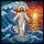 Jesus Christ Walking on Water Stained Glass Mosaic - Translucent Sunset Ocean Art Stained Glass Suncatcher - 5