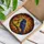 Blue Crow Stained Glass Art, Pumpkin Lantern & Gnarled Branches Autumnal Sunset Mosaic Stained Glass Suncatcher - 3