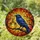 Blue Crow Stained Glass Art, Pumpkin Lantern & Gnarled Branches Autumnal Sunset Mosaic Stained Glass Suncatcher - 1