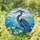 Majestic Blue Heron Water Lilies Stained Glass Pond Scene - Tiffany Style Art Decor Stained Glass Suncatcher - 1