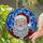 Jovial Santa Claus Stained Glass Art - Tiffany Style Wintry Blue Christmas Decor Gift Stained Glass Suncatcher - 2