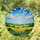 Rolling Hills Agricultural Fields Tiffany Stained Glass Sky Clouds Lavender Wildflowers Stained Glass Suncatcher - 1