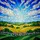 Rolling Hills Agricultural Fields Tiffany Stained Glass Sky Clouds Lavender Wildflowers Stained Glass Suncatcher - 5