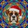 Intricate Boxer Dog Santa Hat Stained Glass Mosaic - Christmas Holiday Pet Lover Gift Stained Glass Suncatcher - 5