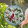 Red Cardinal Hummingbird in Heart Frame, Magnolia Blossoms Tiffany Stained Glass Mosaic Stained Glass Suncatcher - 2