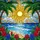 Stained Glass Sun Ocean Beach Palms Tropical Flowers - Tiffany Style Window Art Decor Stained Glass Suncatcher - 5