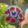 Colorful Iridescent Butterfly Red Poppies Glowing Tiffany Stained Glass Window Art Stained Glass Suncatcher - 2