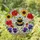 Plump Bumblebee Stained Glass Tiffany Mosaic - Red Yellow Purple Flowers & Cracked Glass Art Stained Glass Suncatcher - 1
