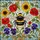Plump Bumblebee Stained Glass Tiffany Mosaic - Red Yellow Purple Flowers & Cracked Glass Art Stained Glass Suncatcher - 5