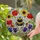Plump Bumblebee Stained Glass Tiffany Mosaic - Red Yellow Purple Flowers & Cracked Glass Art Stained Glass Suncatcher - 2