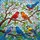 Red Orange Songbirds Kissing - Tiffany Style Stained Glass Birds Cherry Blossom Art Stained Glass Suncatcher - 5