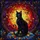 Black Cat Stained Glass Tiffany Style Sunset Sky Emerald Eyes Intricate Tree Branches Stained Glass Suncatcher - 5