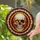 Detailed Human Skull Stained Glass Mosaic Art - Glowing Ember Eyes Tiffany Style Stained Glass Suncatcher - 2