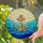 Bronze Gold Nautical Anchor Rope Ocean Waves Sky Sunburst Tiffany Style Glass Stained Glass Suncatcher - 2