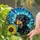 Black Tan Dachshund Dog Stained Glass Sunflower, Green Leaves, Intricate Blue Teal Mosaic Stained Glass Suncatcher - 2