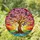Stained Glass Tree of Life Cherry Blossom Butterfly Sunburst Water Mosaic Art Stained Glass Suncatcher - 1