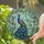 Majestic Blue Peacock Stained Glass Art Tiffany Style Intricate Floral Mosaic Jewel Tones Stained Glass Suncatcher - 2