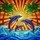 Dolphins Tropical Sunset Ocean Waves Palm Trees Tiffany Style Stained Glass Gift Stained Glass Suncatcher - 5
