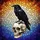 Black Raven Human Skull Stained Glass Orange Eye Mosaic Intricate Patterns Stained Glass Suncatcher - 5