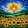 Tiffany Stained Glass Sunflowers Mountains Sun - Jewel Tone Nature Window Art Decor Gift Stained Glass Suncatcher - 5