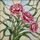 Three Pink Carnation Flowers Tiffany Glass Mosaic Art, Ruffled Petals, Green Leaves, Crackled Stained Glass Suncatcher - 5