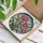 Three Pink Carnation Flowers Tiffany Glass Mosaic Art, Ruffled Petals, Green Leaves, Crackled Stained Glass Suncatcher - 3