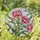 Three Pink Carnation Flowers Tiffany Glass Mosaic Art, Ruffled Petals, Green Leaves, Crackled Stained Glass Suncatcher - 1