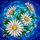 Stained Glass Daisies Cluster Iridescent Blue Teal Mosaic Background Green Leaves Stained Glass Suncatcher - 5