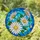 Stained Glass Daisies Cluster Iridescent Blue Teal Mosaic Background Green Leaves Stained Glass Suncatcher - 1