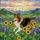 Tri-Color Shetland Sheepdog Running Sunflowers Mountains Stained Glass Art Home Decor Stained Glass Suncatcher - 5