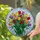 Tulips Bouquet Stained Glass Tiffany Style Colorful Mosaic Sky Intricate Pattern Stained Glass Suncatcher - 2