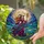 Graceful Witch Full Moon Stained Glass Art - Wildflowers Cosmic Night Sky Mosaic Design Stained Glass Suncatcher - 2