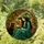 Witch Reading Book Black Cat Stained Glass Emerald Green Hat Intricate Foliage Art Stained Glass Suncatcher - 1