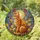 Orange Tabby Cat Blue Eyes Wildflower Tiffany Glass Glowing Sun - Cat Lover Gift Stained Glass Suncatcher - 1