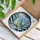 Blue Tit Bird Winter Snow Pine Tree Landscape Stained Glass Art - Jewel Tone Full Moon Stained Glass Suncatcher - 3