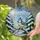 Blue Tit Bird Winter Snow Pine Tree Landscape Stained Glass Art - Jewel Tone Full Moon Stained Glass Suncatcher - 2