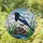 Black & White Bird Orange Beak on Rocks Stained Glass Art - Intricate Tiffany Sky Mosaic Stained Glass Suncatcher - 1