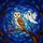 Barn Owl Ghost Witch Hat Stained Glass Mosaic Twilight Sky Gnarled Branch Tiffany Stained Glass Suncatcher - 5