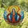 Virgin Mary Stained Glass Art, Red Roses, Mosaic Sky - Spiritual Home Decor for Believers Stained Glass Suncatcher - 1