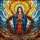 Virgin Mary Stained Glass Art, Red Roses, Mosaic Sky - Spiritual Home Decor for Believers Stained Glass Suncatcher - 5