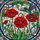 Hummingbird Red Poppy Flowers Tiffany Stained Glass Mosaic - Jewel Tone Home Decor Stained Glass Suncatcher - 5
