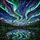 Stained Glass Mountain Lake Aurora Borealis - Night Sky Pine Forest Jewel Tone Art Stained Glass Suncatcher - 5