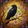 Black Raven Stained Glass Art with Red Eyes - Golden Amber Sky Tiffany Jewel Tones Stained Glass Suncatcher - 5