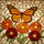 Monarch Butterfly Zinnia Flowers Stained Glass Mosaic Art - Tiffany Style Jewel Tones Stained Glass Suncatcher - 5